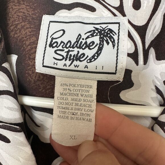 Paradise Style Vintage Hawaiian Brown Floral Extra Large Made In Hawaii - Picture 4 of 4